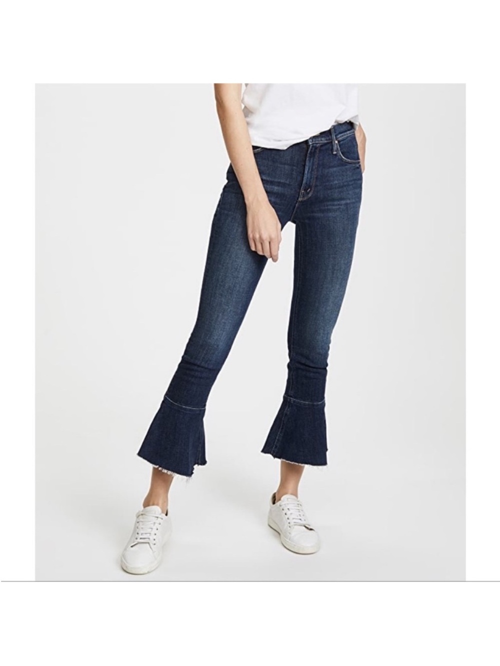 MOTHER Denim The Cha Cha Fray Jeans Crop Medium Wash In Girl Crush Women’s 28
